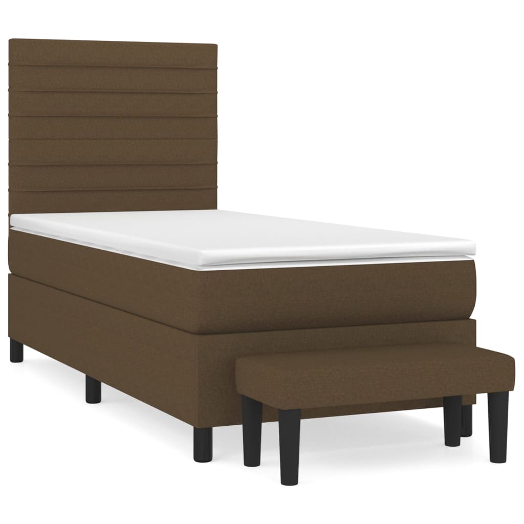 Boxspring met matras stof donkerbruin 90x200 cm 90 x 200 cm Donkerbruin