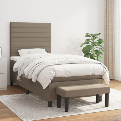 Boxspring Met Matras Stof Taupe 90 x 200 cm Horizontale strepen