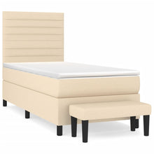Boxspring Met Matras Stof Kleurig Crème 90 x 200 cm Horizontale strepen
