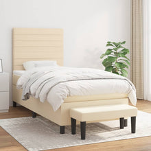 Boxspring Met Matras Stof Kleurig Crème 90 x 200 cm Horizontale strepen