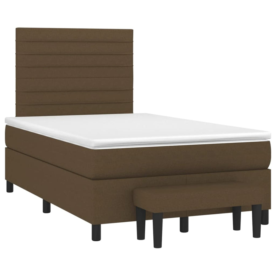 Boxspring met matras stof donkerbruin 120x200 cm 120 x 200 cm Horizontale strepen