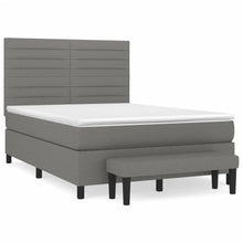 Boxspring Met Matras Stof Donkergrijs 140 x 190 cm Horizontale strepen