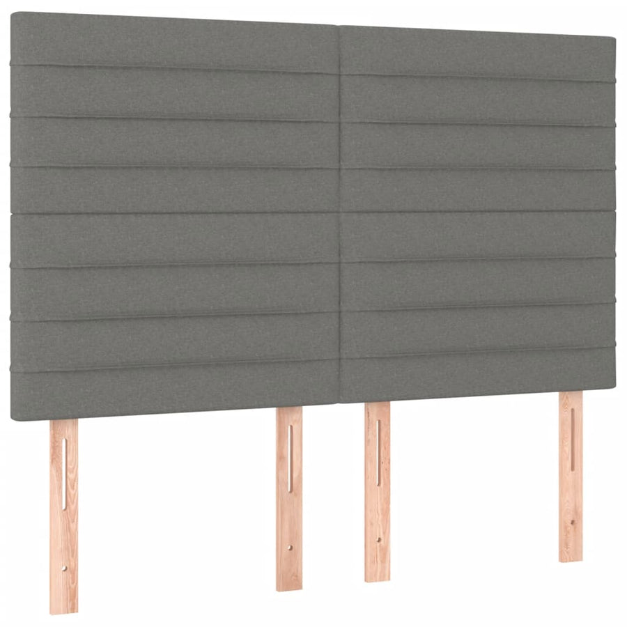 Boxspring Met Matras Stof Donkergrijs 140 x 190 cm Horizontale strepen