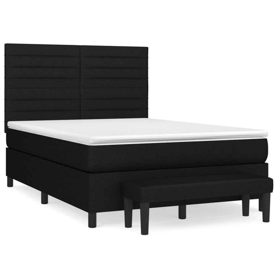 Boxspring Met Matras Stof Zwart 140 x 200 cm Horizontale strepen