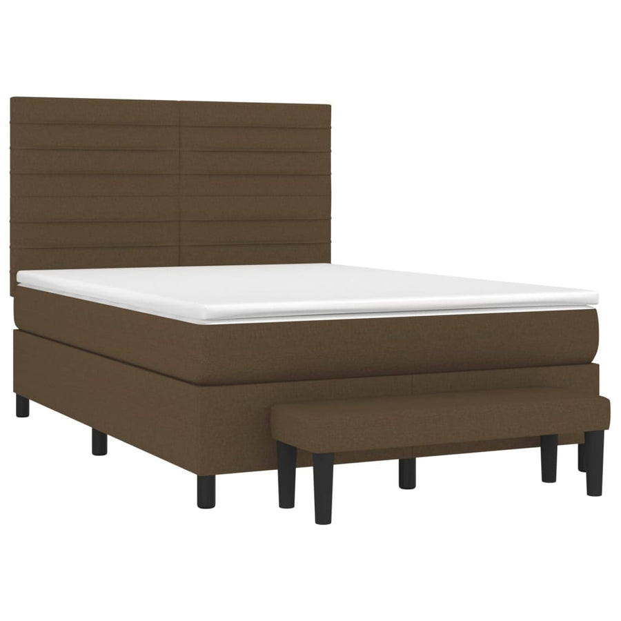 Boxspring met matras stof donkerbruin 140x200 cm 140 x 200 cm Donkerbruin