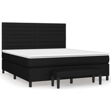 Boxspring Met Matras Stof Zwart 160 x 200 cm Horizontale strepen