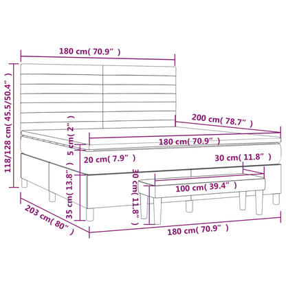 Boxspring Met Matras Stof Donkergrijs 180 x 200 cm Horizontale strepen