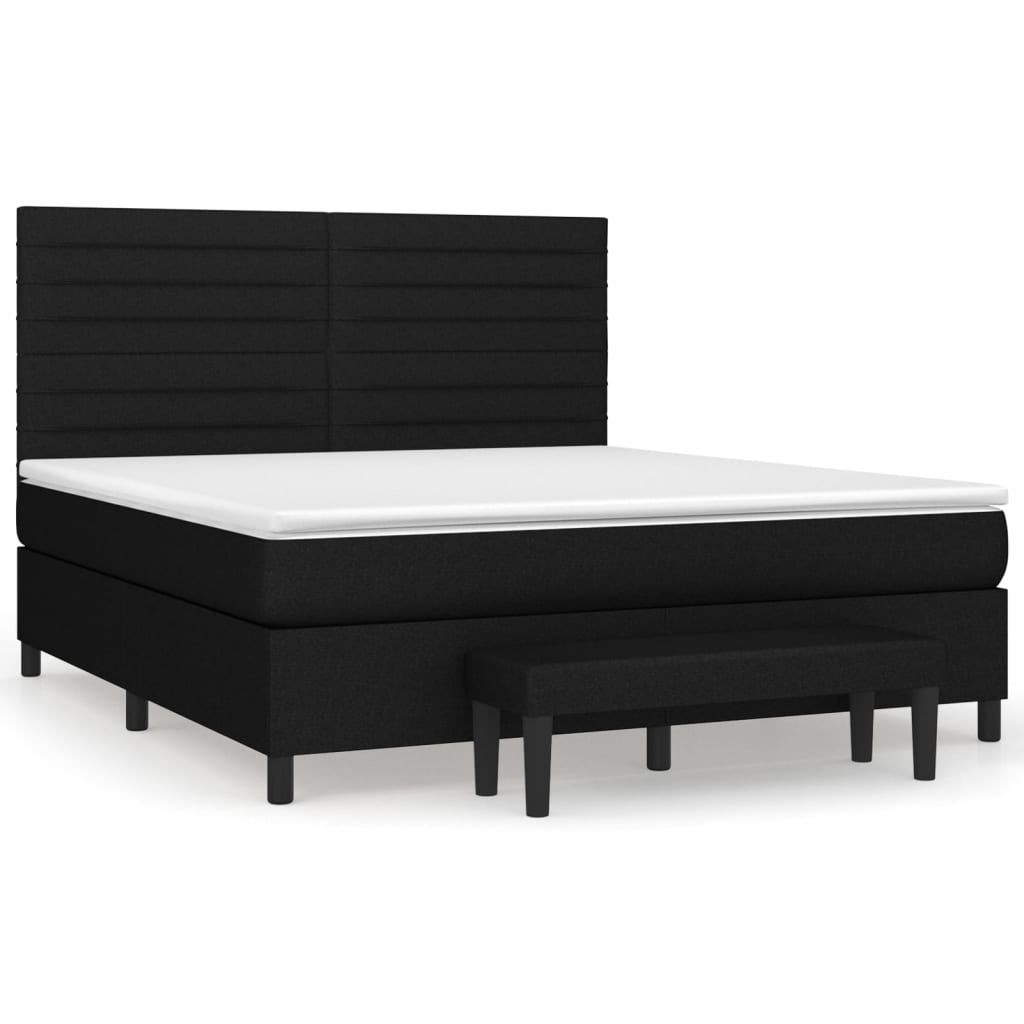 Boxspring Met Matras Stof Zwart 180 x 200 cm Horizontale strepen