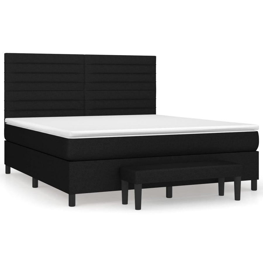 Boxspring Met Matras Stof Zwart 180 x 200 cm Horizontale strepen