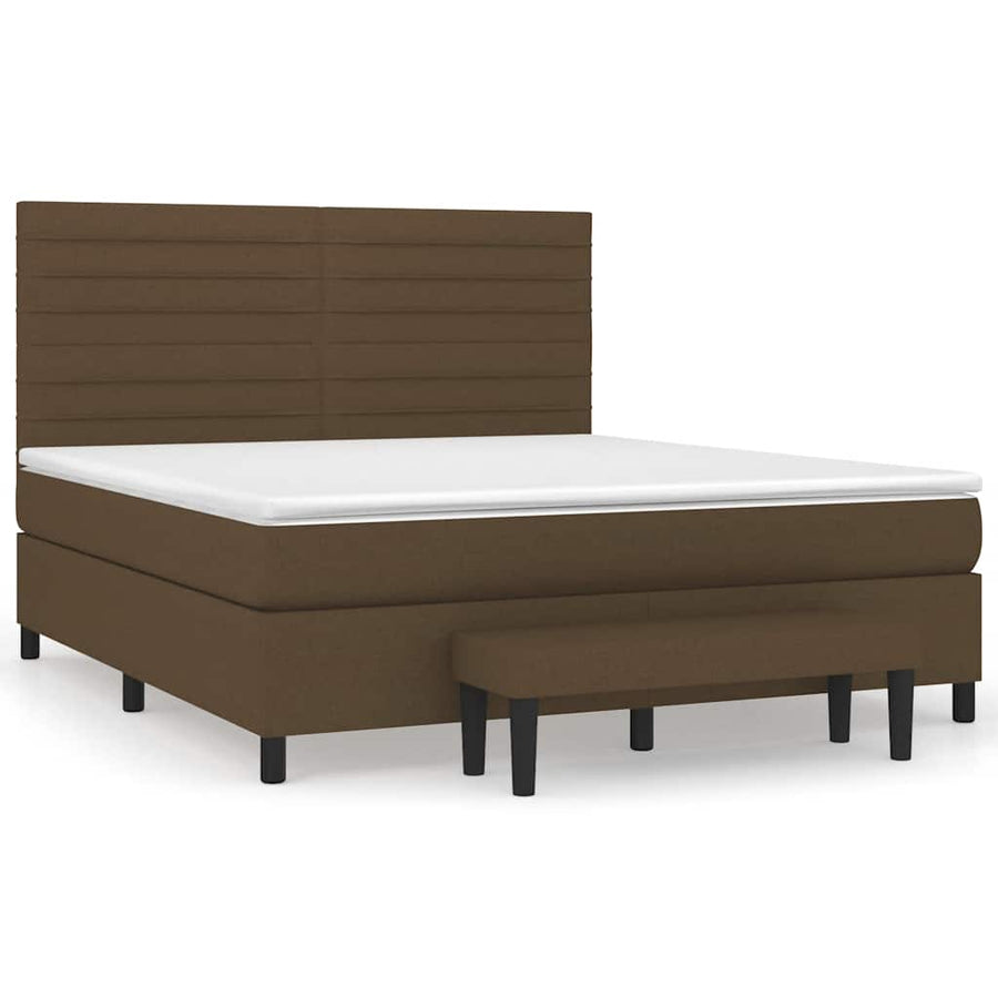 Boxspring Met Matras Stof 180 x 200 cm Donkerbruin