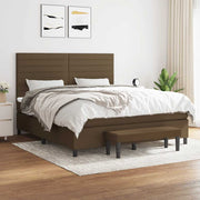 Boxspring 180x200 cm donkerbruin stof