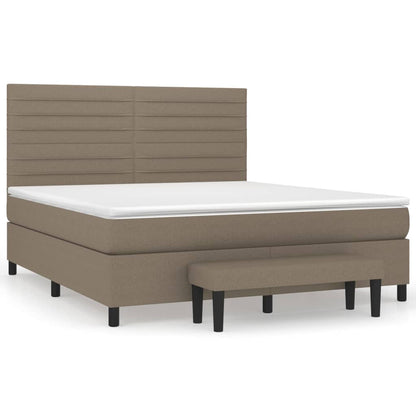 Boxspring Met Matras Stof Taupe 180 x 200 cm Horizontale strepen