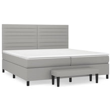 Boxspring Met Matras Stof Lichtgrijs 200 x 200 cm Horizontale strepen