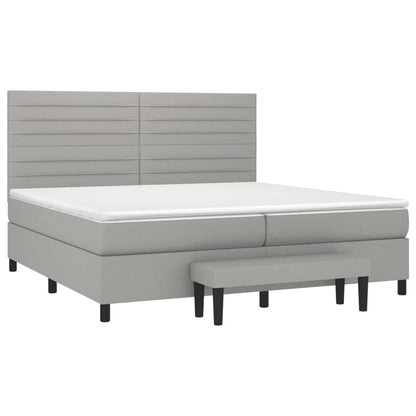 Boxspring Met Matras Stof Lichtgrijs 200 x 200 cm Horizontale strepen