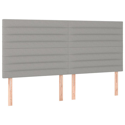 Boxspring Met Matras Stof Lichtgrijs 200 x 200 cm Horizontale strepen