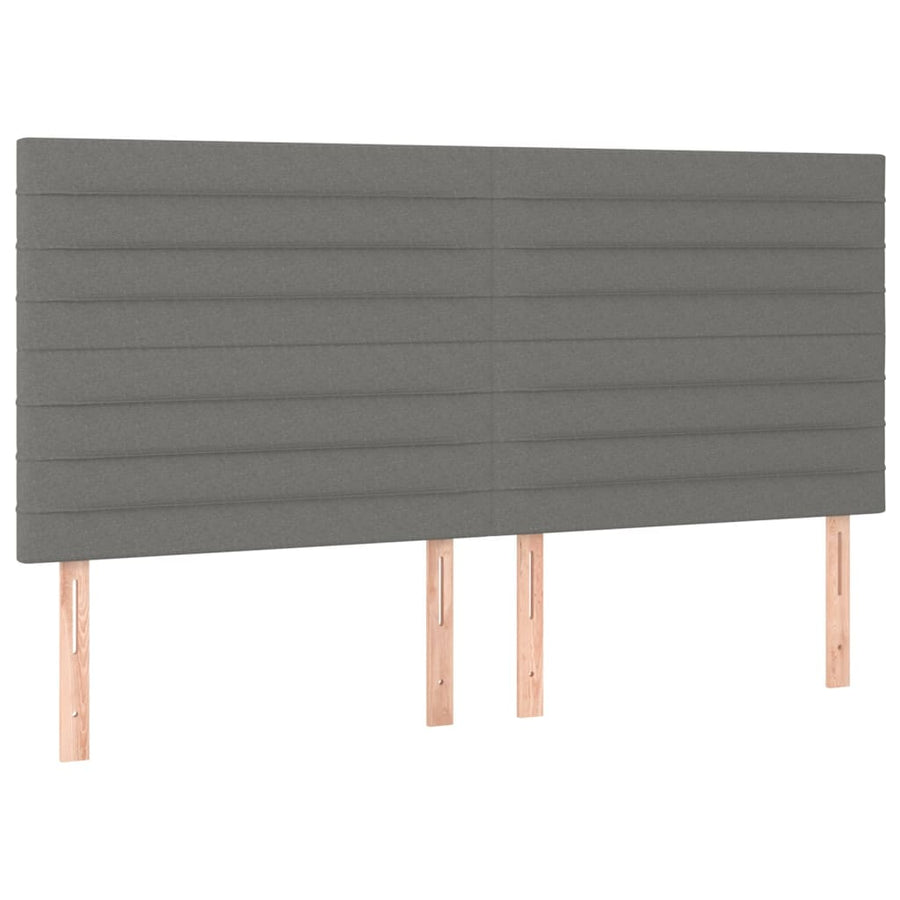 Boxspring Met Matras Stof Donkergrijs 200 x 200 cm Horizontale strepen