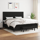 Box spring bed with mattress fabric black 200x200 cm