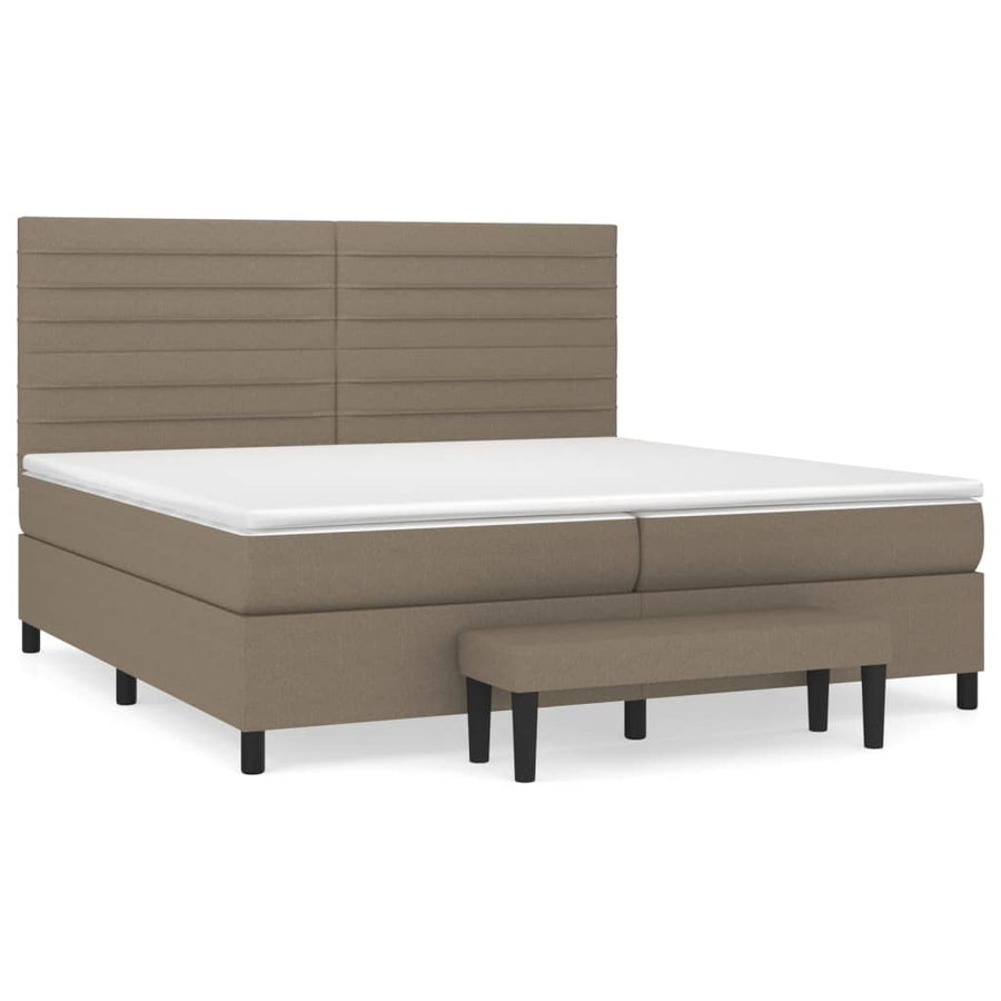 Boxspring Met Matras Stof Taupe 200 x 200 cm Horizontale strepen