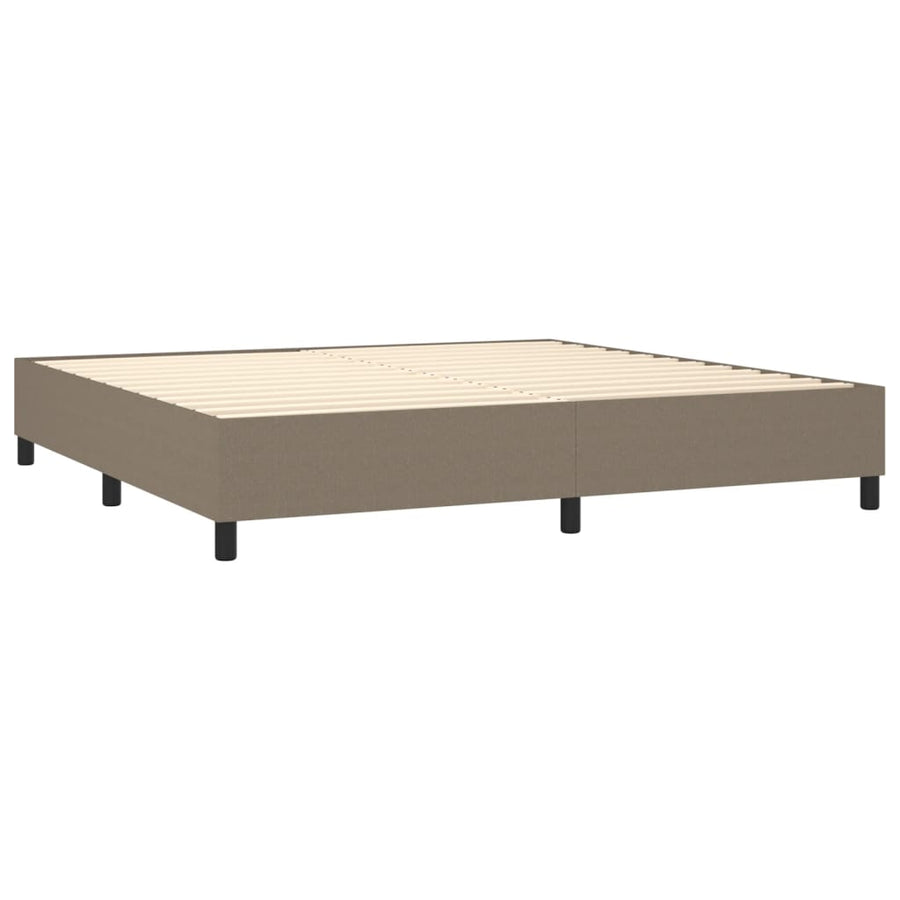 Boxspring Met Matras Stof Taupe 200 x 200 cm Horizontale strepen