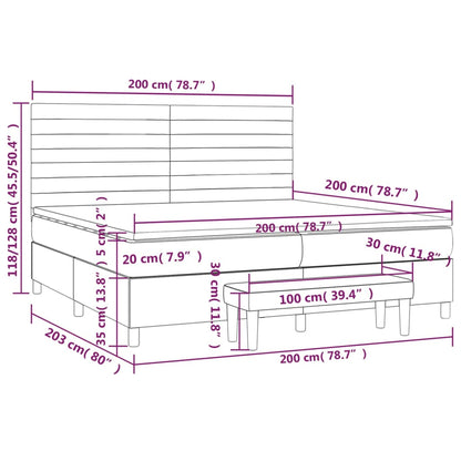 Boxspring Met Matras Stof Taupe 200 x 200 cm Horizontale strepen