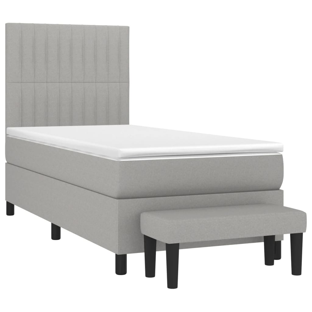 Boxspring Met Matras Stof Lichtgrijs 80 x 200 cm Verticale strepen