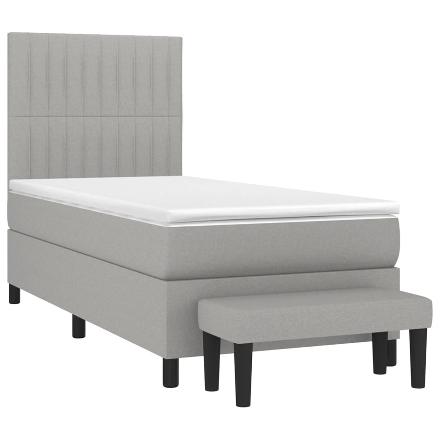 Boxspring Met Matras Stof Lichtgrijs 80 x 200 cm Verticale strepen