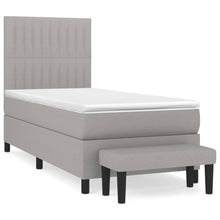 Boxspring Met Matras Stof Lichtgrijs 90 x 190 cm Verticale strepen