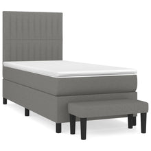 Boxspring Met Matras Stof Donkergrijs 90 x 190 cm Verticale strepen