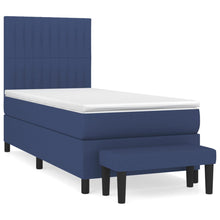 Boxspring Met Matras Stof Blauw 90 x 190 cm Verticale strepen