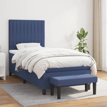 Boxspring Met Matras Stof Blauw 90 x 190 cm Verticale strepen