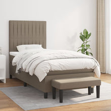 Boxspring Met Matras Stof Taupe 90 x 200 cm Verticale strepen