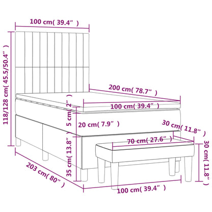 Boxspring Met Matras Stof Zwart 100 x 200 cm Verticale strepen
