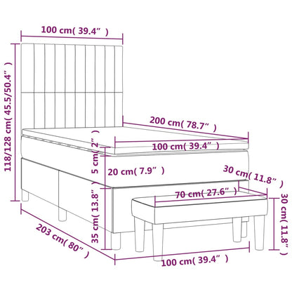 Boxspring met matras stof blauw 100x200 cm