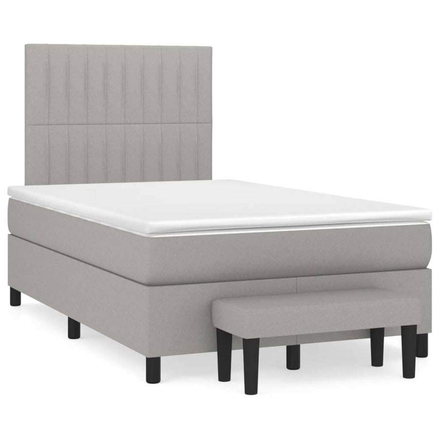 Boxspring Met Matras Stof Lichtgrijs 120 x 200 cm Verticale strepen