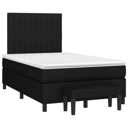 Boxspring Met Matras Stof Zwart 120 x 200 cm Verticale strepen