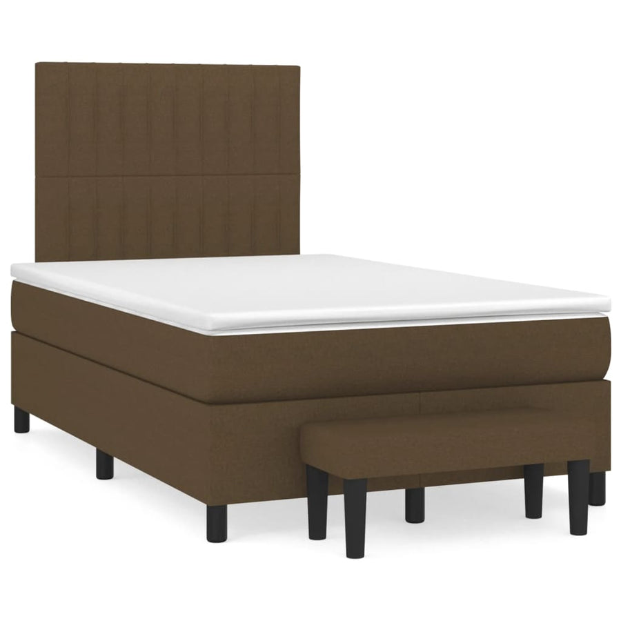 Boxspring met matras stof donkerbruin 120x200 cm 120 x 200 cm Donkerbruin