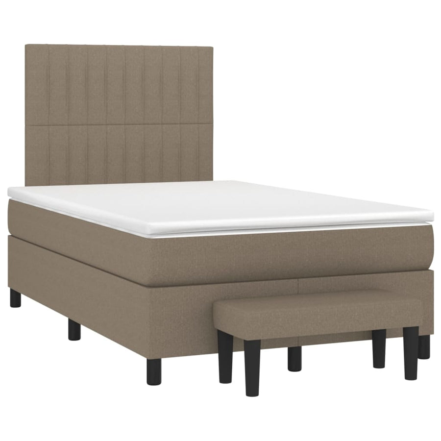 Boxspring Met Matras Stof Taupe 120 x 200 cm Verticale strepen