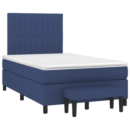 Boxspring Met Matras Stof Blauw 120 x 200 cm Verticale strepen