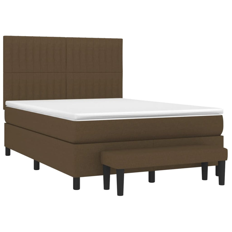 Boxspring met matras stof donkerbruin 140x190 cm 140 x 190 cm Donkerbruin