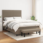 Boxspring Met Matras Stof Taupe 140 x 190 cm Verticale strepen