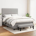 Box spring with light grey fabric mattress 140x200 cm