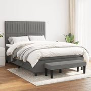 Boxspring met matras 140x200 cm donkergrijs stof