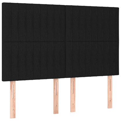 Boxspring Met Matras Stof Zwart 140 x 200 cm Verticale strepen