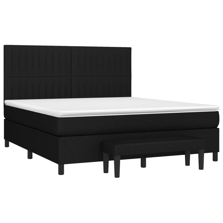 Boxspring Met Matras Stof Zwart 160 x 200 cm Verticale strepen
