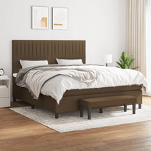Boxspring Met Matras Stof Donkerbruin 160 x 200 cm Verticale strepen