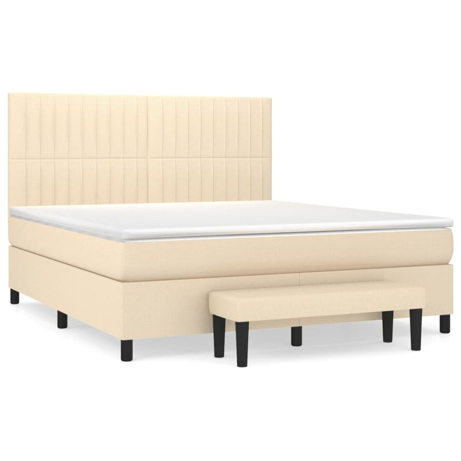 Boxspring met matras stof crèmekleurig 160x200 cm