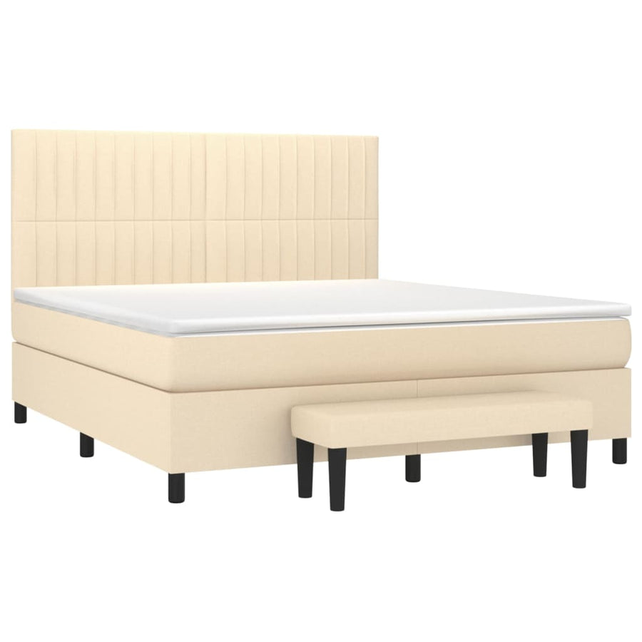 Boxspring met matras stof crèmekleurig 160x200 cm