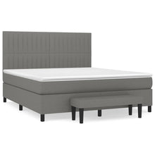 Boxspring Met Matras Stof Donkergrijs 180 x 200 cm Verticale strepen