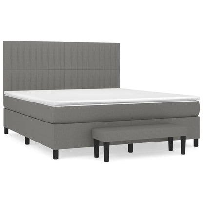 Boxspring Met Matras Stof Donkergrijs 180 x 200 cm Verticale strepen