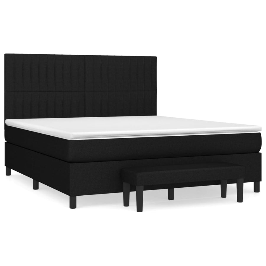 Boxspring Met Matras Stof Zwart 180 x 200 cm Verticale strepen